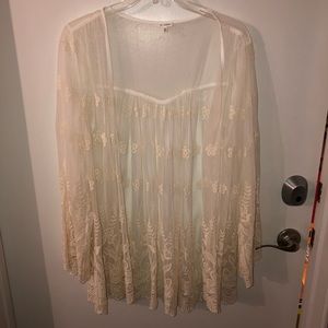 Lightweight Cream Lace Cardigan/Overlay M